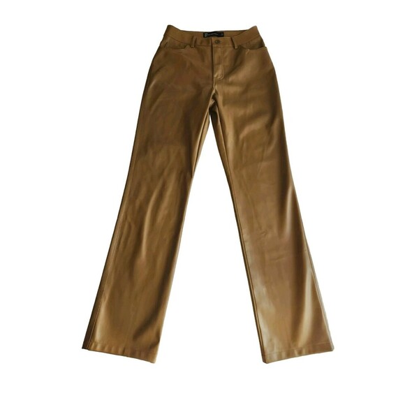 NY & Co. Faux Leather Pants Sz S Light Brown High Rise Vegan Trousers High Rise - Picture 3 of 7